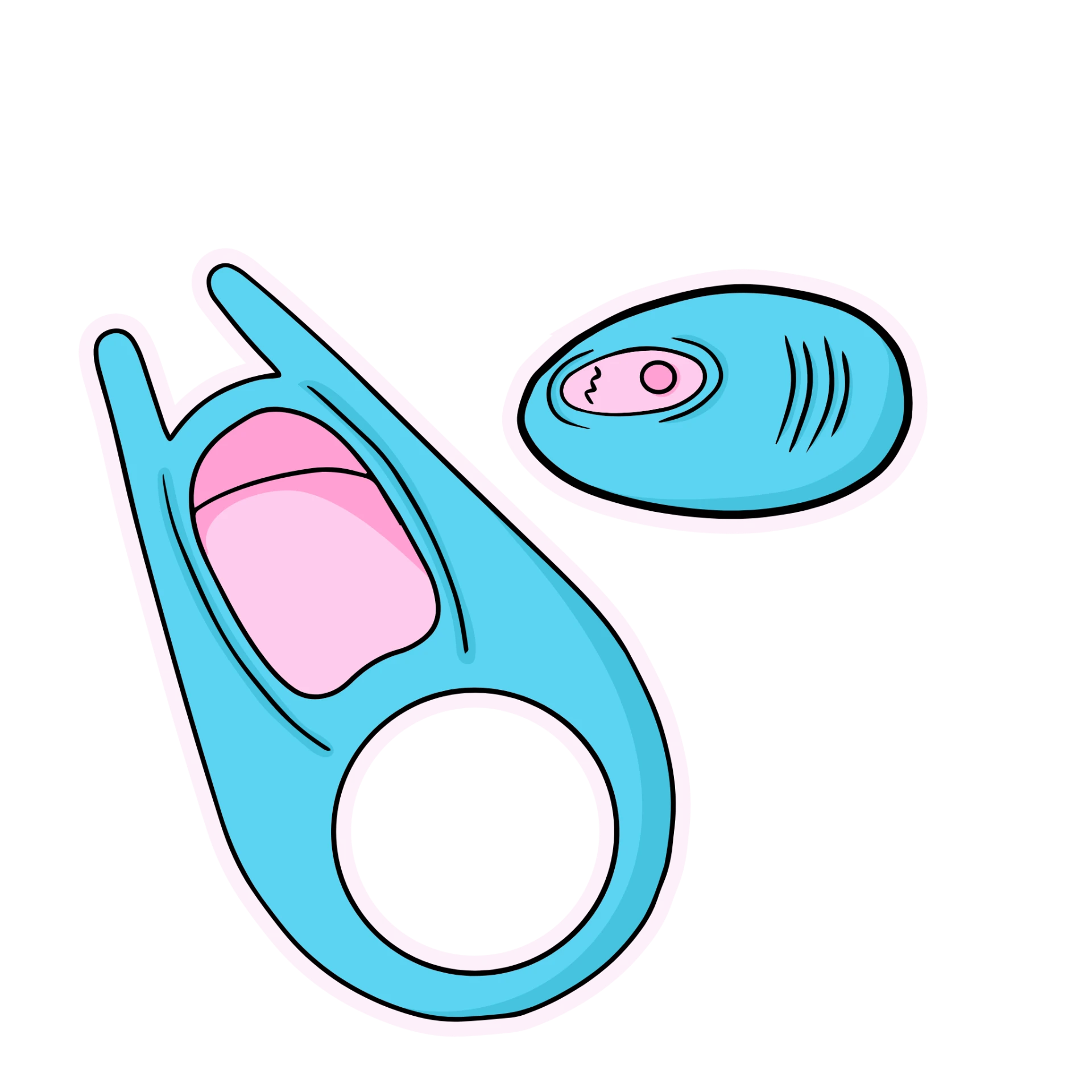 Illustration of a blue couples ring and remote
